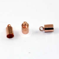 5mm Brass Cord End - Glue in - Rose Gold