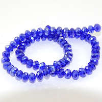 6mm x 8mm Glass Rondelle - 38cm Strand - Dark Blue AB