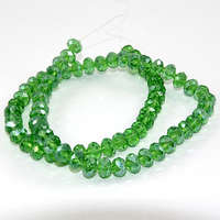 6mm x 8mm Glass Rondelle - 38cm Strand - Green AB