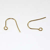 Plain Ear Hook - Stainless Steel - Pair - Bright Gold