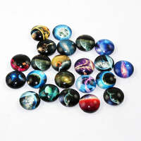 12mm Galaxy Pattern Round Glass Cabochon - Mixed Patterns
