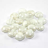16mm Flat Round Handmade Lampwork Beads - White - 10 Piece Bag