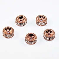 8mm Round Rhinestone Rondelle - Crystal - Rose Gold