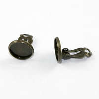 12mm Cabochon Setting Clip-ons - Pair - Antique Bronze