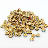 4mm Round Rhinestone Rondelle - Mixed Colours - Gold
