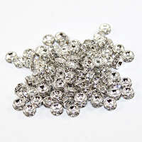 4mm Round Rhinestone Rondelle - Crystal - Silver