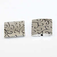 15mm Flat Square Swirl Pattern Bead - Antique Silver