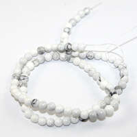 4mm Natural Howlite Round Beads - 100 piece Strands - White & Grey