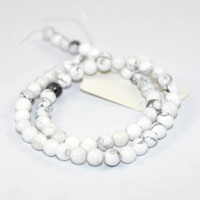 6mm Natural Howlite Round Beads - 38cm Strand - White & Grey
