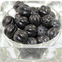 14mm Turquoise Melon Shaped Round Beads - Black - 10 Piece Bag
