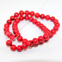 8mm Howlite Round Beads - 37cm Strand - Red