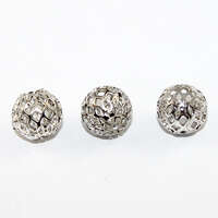 10mm Grid Pattern Cut Out Euro Bead  - Antique Silver