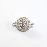 10mm Rhinestone Round Single Strand Magnet - Silver