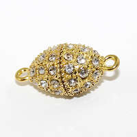 13mm x 25mm Rhinestone Oval Single Strand Magnet - Gold