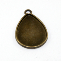18mm x 25mm Drop Cabochon Setting Pendant - Antique Bronze