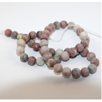 8mm Matte Sesame Jasper & Marble Round Beads - 38cm Strand