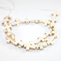 16mm x 12mm Turquoise Cross Bead - 39cm Strand - White