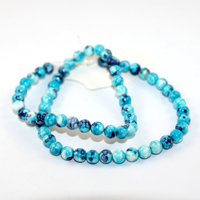 6mm Sky Blue Dyed White Jade Beads - 38cm Strand