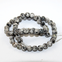 6mm Matte Sesame Jasper Beads - 38cm Strand - Grey