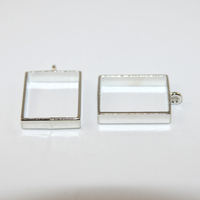 20mm x 29mm Rectangle Open Back Bezel Pendant - Antique Silver