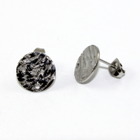 12mm Round Textured 304 Stainless Steel Drop Stud with Butterfly Back - Pair