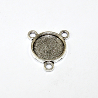 12mm Cabochon Three Hole Connector - Platinum