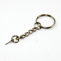 20mm Split Key Ring with a Chain and 10mm Screw Eye Pin - Antique Silver