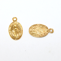 15mm Miraculous Mary Medal - Bright Gold