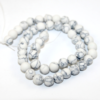 8mm Matte Howlite Round Beads - 38cm Strand - White & Grey