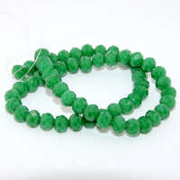 6mm x 8mm Opaque Glass Rondelle - 38cm Strand - Green
