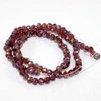 3mm x 4mm Transparent Glass Rondelle - 38cm Strand - Amethyst AB