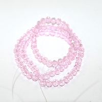 5mm x 6mm Transparent Glass Rondelle - 38cm Strand - Pink