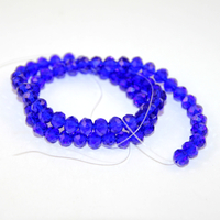 5mm x 6mm Transparent Glass Rondelle - 38cm Strand - Dark Blue