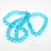 6mm x 8mm Transparent Glass Rondelle - 38cm Strand - Turquoise Blue