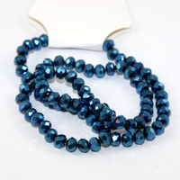 5mm x 6mm Glass Rondelle - 38cm Strand - Metallic Blue
