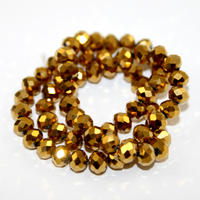 6mm x 8mm Glass Rondelle - 38cm Strand - Metallic Gold