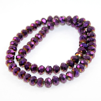 6mm x 8mm Glass Rondelle - 38cm Strand - Metallic Purple