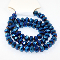 6mm x 8mm Glass Rondelle - 38cm Strand - Metallic Blue