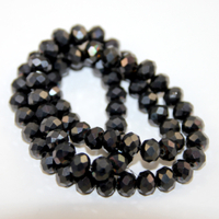 6mm x 8mm Glass Rondelle - 38cm Strand - Metallic Black