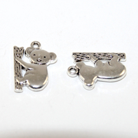 19.5mm x 14mm Koala Charm - Platinum - 2 Pieces