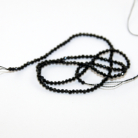 2mm Faceted Round Glass Beads - 35cm Strand - Black
