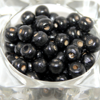 10mm Dyed Wooden Beads - 50 Piece Bag - Black