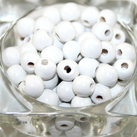 10mm Dyed Wooden Beads - 50 Piece Bag - White