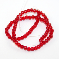 4mm Red Round Glass Bead - 25cm Strand