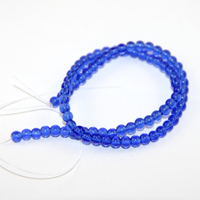 4mm Blue Round Glass Bead - 25cm Strand