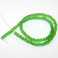 4mm Green Round Glass Bead - 25cm Strand