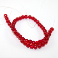 6mm Red Round Glass Bead - 25cm Strand
