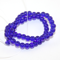6mm Dark Blue Round Glass Bead - 25cm Strand
