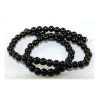 6mm Black Opaque Glass Round Beads - 36cm Strand