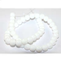 8mm White Opaque Glass Round Beads - 36cm Strand